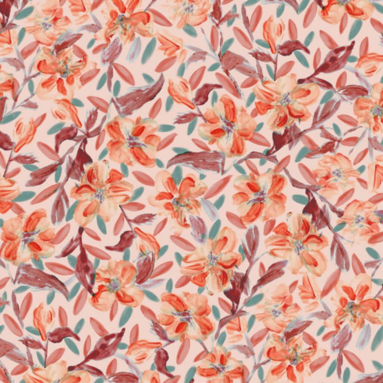 Design textile : fleur réalisée à l'aquarelle
