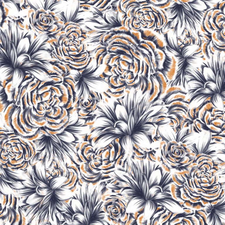 Design textile : motif de fleurs entremêlées